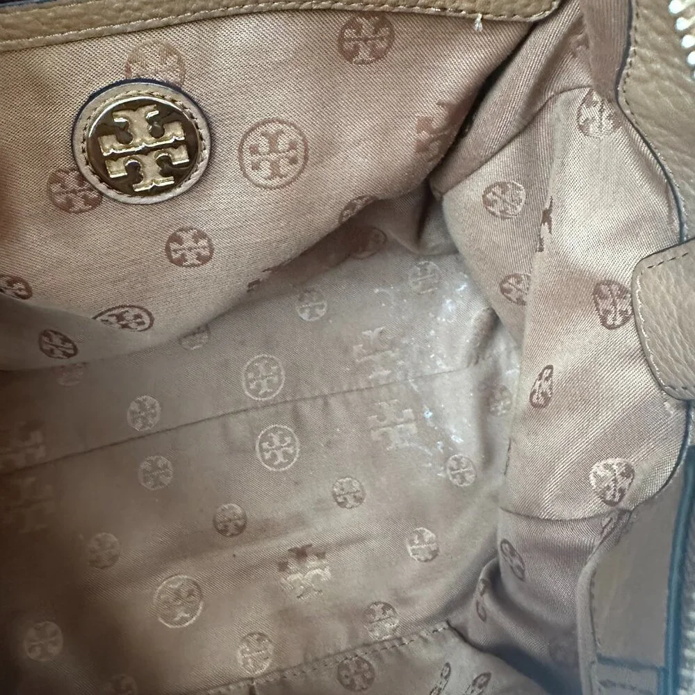 Tory Burch Thea Leather Satchel Top Handle Tan/Brown Gold Hardware - Picture 7 of 14